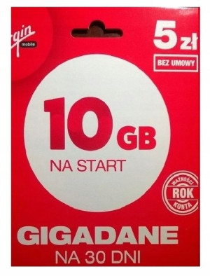 Starter Prepaid VIRGIN MOBILE 5zł 10GB na START