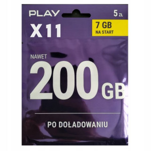 11x Starter PLAY 5zł Internet Na kartę 7 GB