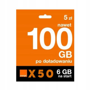 50x Starter Orange Internet Na Karte 6gb 14 Dni