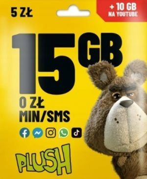Starter PLUSH 5zł Internet Na kartę 12GB 15dni