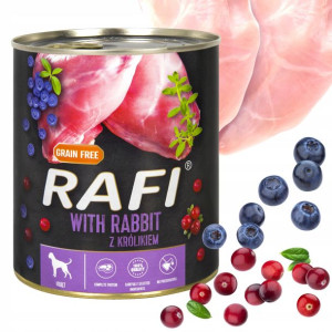 Rafi Mokra Karma Dla Psa Puszka Królik 800g