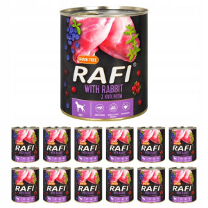 Rafi Mokra Karma Dla Psa Puszka Królik 12x800g
