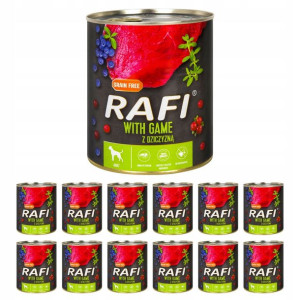Rafi Mokra Karma Dla Psa Puszka Dziczyzna 12x800g