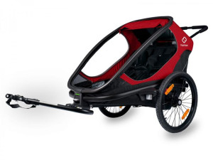 Przyczepka rowerowa OUTBACK TWIN czerwono-czarna "z przechyłem"