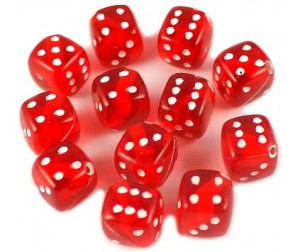 KOSTKI DO GRY Koraliki 8x8x8mm czerwone 10szt