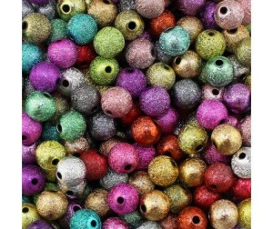KORALIKI AKRYLOWE metalizowane kule 8mm 10szt mix