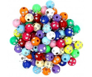 Koraliki zdobione 8mm mix 100 sztuk akrylowe