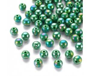 Koraliki Akrylowe Kule Kulki Opalizujące Zielone 8mm 20szt