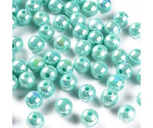 Koraliki Akrylowe Kule Kulki Opalizujące Seledynowe 8mm 20szt