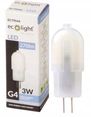 Żarówka LED G4 3W 12V AC / DC Zimna Pastylka