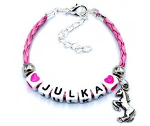 Bransoletka Rzemień Dzień Kobiet Charms Imię 14cm
