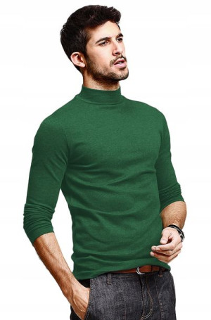 Elegancki półgolf sweter męski golf WXM L zielony