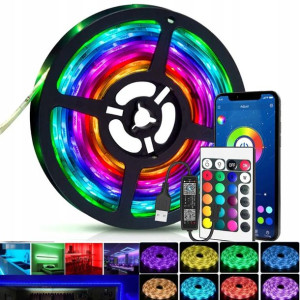 TAŚMA LED RGB 5050 5m BLUETOOTH Aplikacja USB 3823