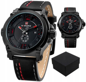 Zegarek męski NAVIFORCE MILITARY Skóra Stoper BOX