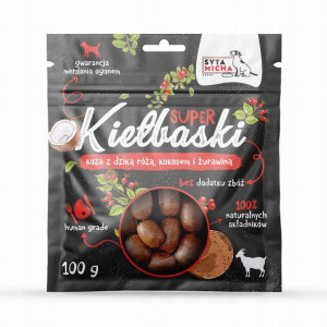 Syta Micha Super kiełbaski dla psa z kozą 100g