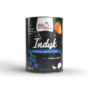 SYTA MICHA Karma mokr psa Indyk z Przepiórką 400g