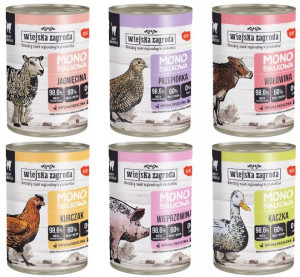 Wiejska Zagroda MONO kota MIX SMAKÓW 6x400g ZESTAW