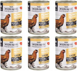 Wiejska Zagroda MONOPROTEINOWA kota KURCZAK 6x400g