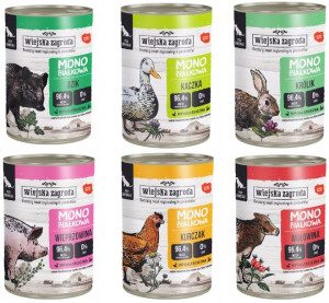 Wiejska Zagroda MONOPROTEINOWA MIX SMAKÓW 6x400g