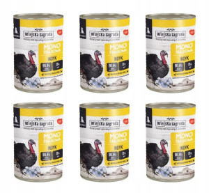 Wiejska ZagrodaMONOPROTEINOWA dla psa INDYK 6x400g
