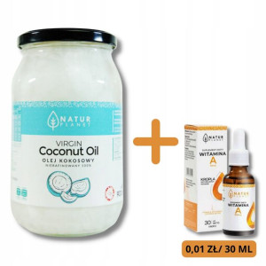 Olej Kokosowy Virgin 100% 900ml + Witamina A 30ml