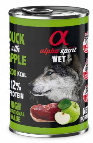 Alpha Spirit mokra dla psa KACZKA z JABŁKIEM 400g