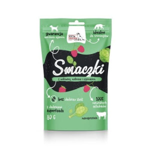 SYTA MICHA Przysmaki psa z wołowiną malinami 80g