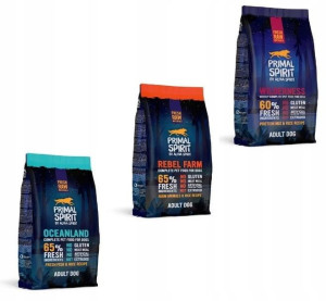 PRIMAL SPIRIT mix smaków karma sucha psa 3 x 1kg