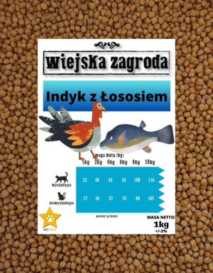 WIEJSKA ZAGRODA Karma kota INDYK Z ŁOSOSIEM 1kg