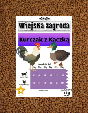 WIEJSKA ZAGRODA Karma kota KURCZAK Z KACZKĄ 1kg