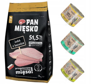 Pan Mięsko Indyk Bażant 9kg Karma psa + GRATISY