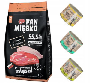 Pan Mięsko Cielęcina Indyk 9kg Karma psa + GRATISY