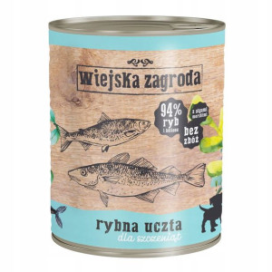 WIEJSKA ZAGRODA mokra RYBNA UCZTA Szczenięta 800g