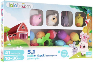 Zestaw Kulko-klocków prezentowy Lalaboom Zwierzątka na farmie 41 elementów
