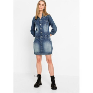 Bonprix Jeansowa Sukienka Rękaw 3/4 Szmizjerka Guziki Zamki 40-42 938435