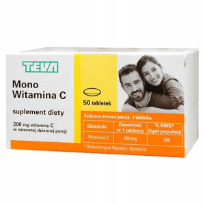TEVA Mono Witamina C 200mg 50 tab. NA ODPORNOŚĆ