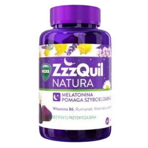 Zzzquil Natura Melatonina, Waleriana Sen 60 żelek