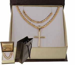 Złoty Męski Łańcuszek Krzyżyk Gucci Pełny 925/585
