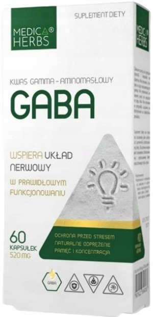 GABA 60 kapsułek 520mg MEDICA HERBS układ nerwowy