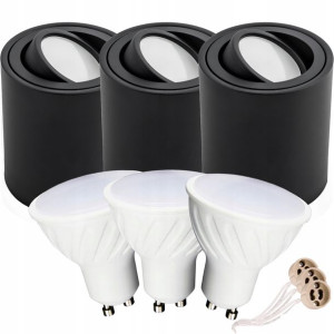 3x Oprawa Natynkowa Halogenowa Tuba Ruchoma + Gu10