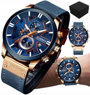 Zegarek Curren męski Pasek Skóra Chronograf BOX