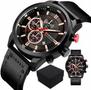 Męski Zegarek Curren MILITARY Skóra Chronograf BOX