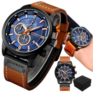 Zegarek Męski Curren MILITARY Skóra Chronograf BOX