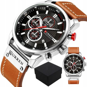 Zegarek MILITARY Męski Curren Skóra Chronograf BOX