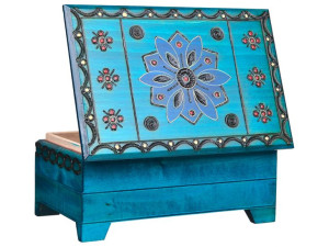 Kasetka toaletka drewniana na biżuterię z lusterkiem 4 kolory 22x15x11 cm