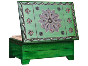 Kasetka toaletka drewniana na biżuterię z lusterkiem 4 kolory 22x15x11 cm