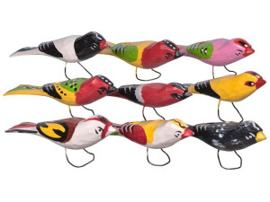 Ptaki ptaszki drewniane zawieszki duże mix kolorów 12cm