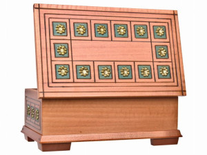 Skrzynka szkatułka drewniana na klucz zdobiona 3 kolory 24x14x10 cm