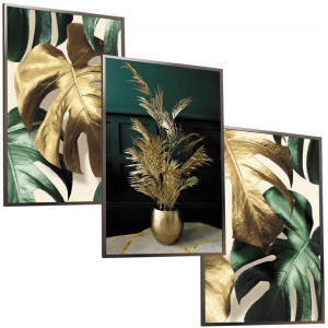 50x40 Obrazy W Ramie Plakaty Ramka Złota Monstera