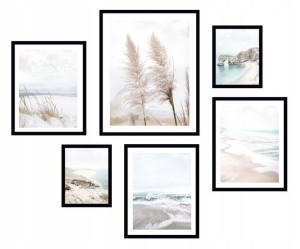 6x Obraz W Ramie Plakaty Ramka Boho Plaża Pampas